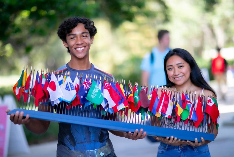 International Students with Country Flags 