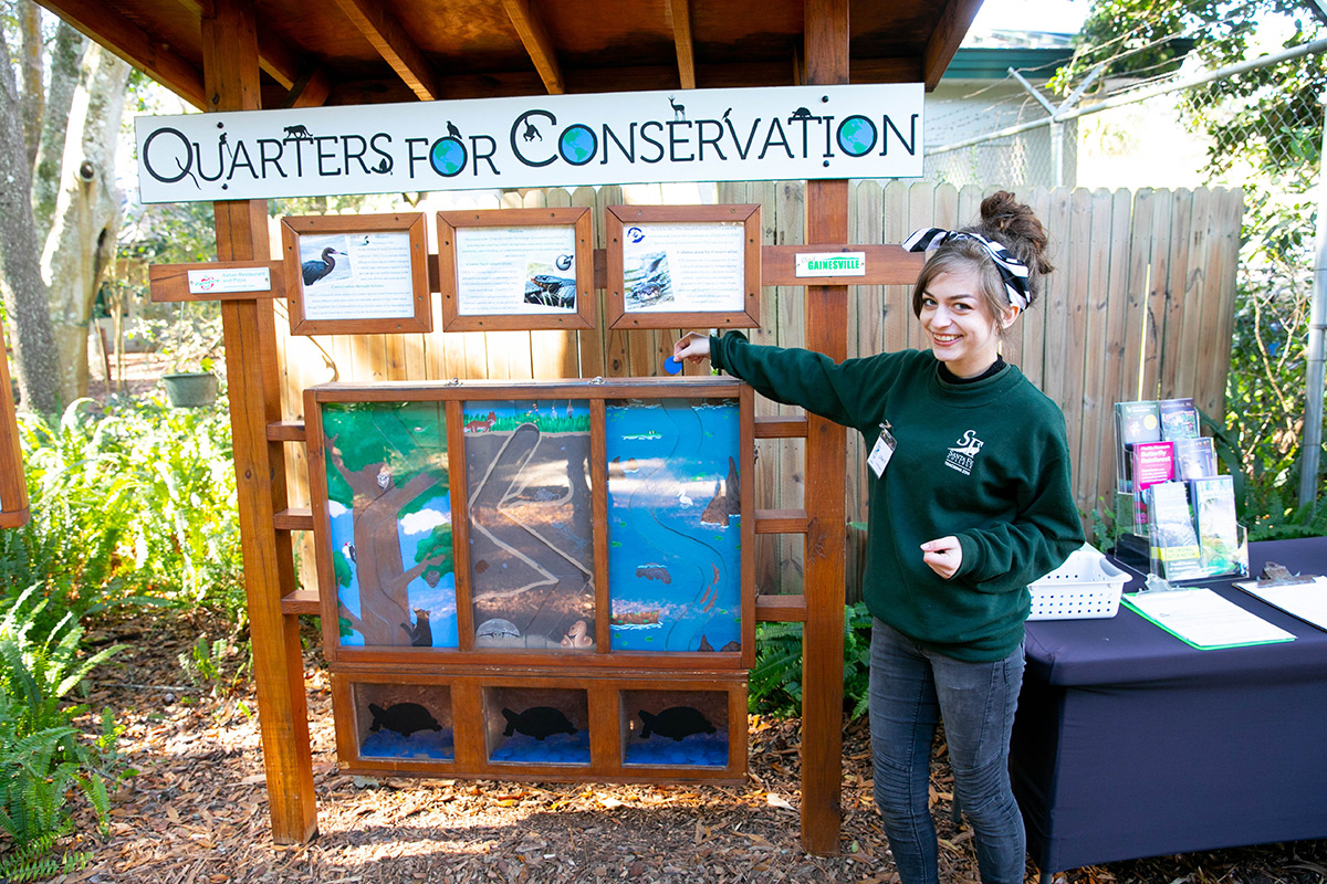 Zookeeper at Quarters for Conservation kiosk