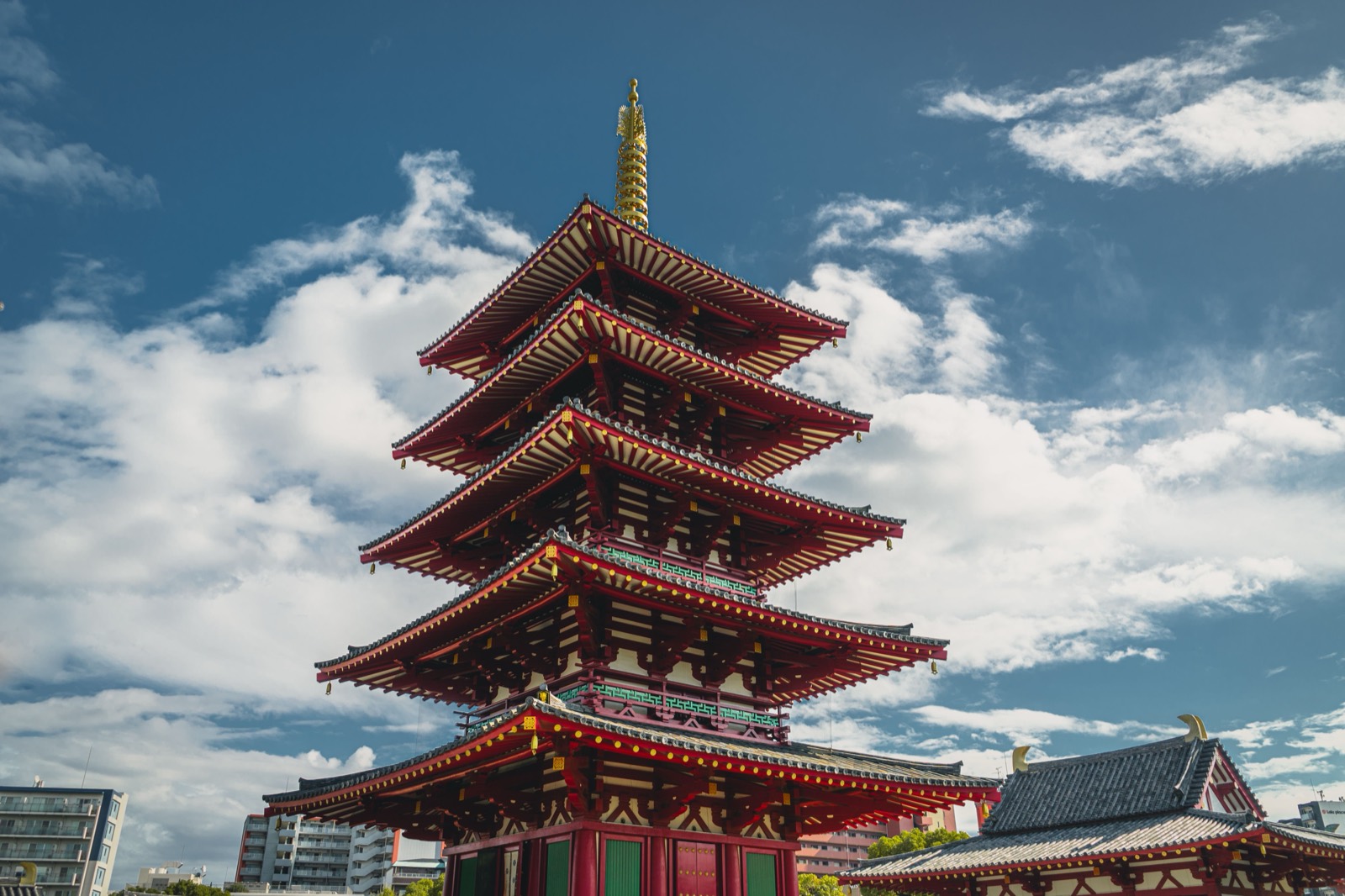 A pagoda among autumn trees in Japan