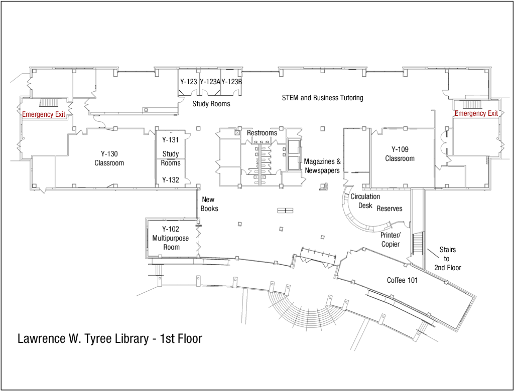 Floor plan for first floor of the Library