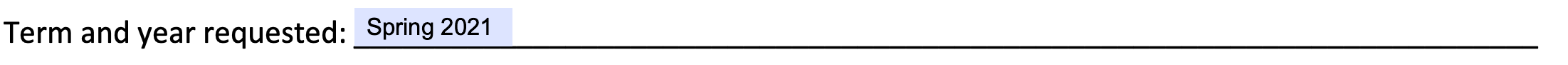 Screenshot of "term and year requested"